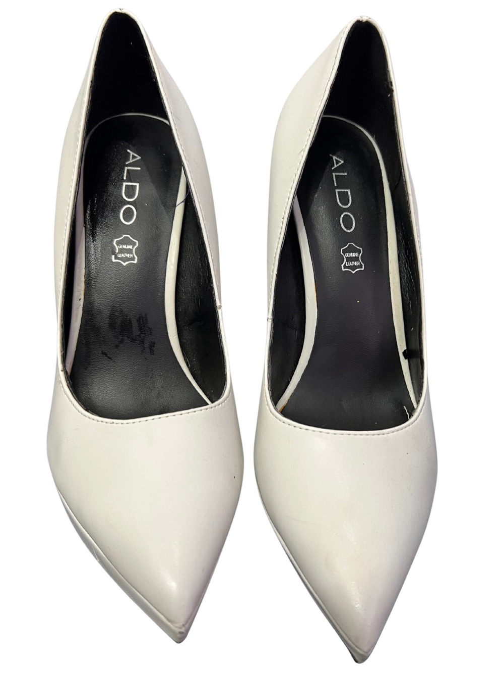 ALDO White Genuine Leather Pointed Toe Platform Stiletto Pumps Size 7